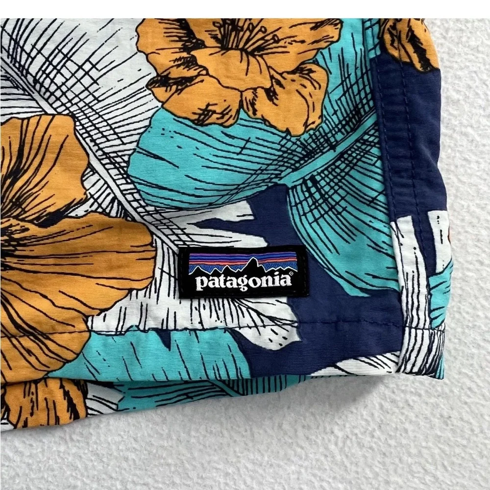 Patagonia Best Fronds Channel Blue Hibiscus Print Baggies Short 5